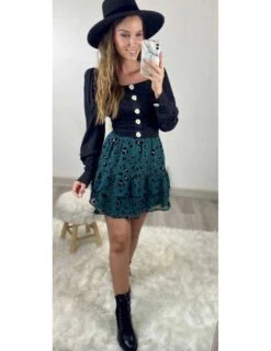 Mon Crop Top Noir "smoké Et Boutonné"