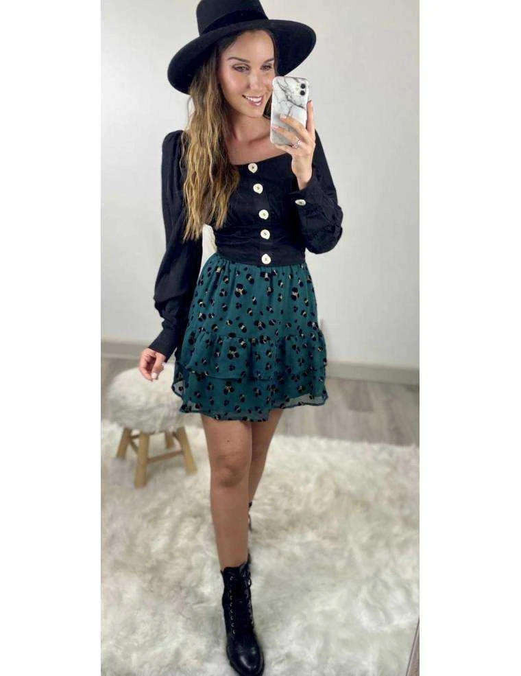 Mon Crop Top Noir "smoké Et Boutonné" 3 Mon Crop Top Noir "smoké Et Boutonné"