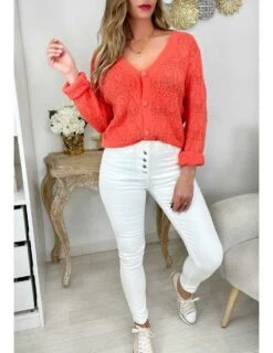 Mon Gilet Tout Doux & Ajouré " So Orange" -Elegance Douce Boutique mon gilet tout doux ajoure so orange 2