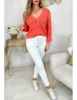 Mon Gilet Tout Doux & Ajouré " So Orange" -Elegance Douce Boutique mon gilet tout doux ajoure so orange 3