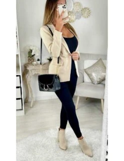 Mon Joli Blazer Beige "boutons Dorés" -Elegance Douce Boutique mon joli blazer beige boutons dores 2