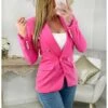 Mon Joli Blazer Rose Flashy "boutons Dorés" -Elegance Douce Boutique mon joli blazer rose flashy boutons dores