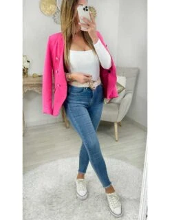 Mon Joli Blazer Rose Flashy "boutons Dorés" 8 Mon Joli Blazer Rose Flashy "boutons Dorés" -Elegance Douce Boutique mon joli blazer rose flashy boutons dores 2