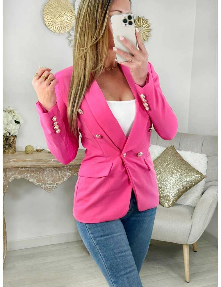 Mon Joli Blazer Rose Flashy "boutons Dorés" 3 Mon Joli Blazer Rose Flashy "boutons Dorés"
