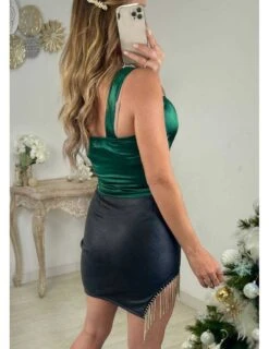 Mon Joli Bustier Vert émeraude Style Velours "So Strass" -Elegance Douce Boutique mon joli bustier vert emeraude style velours so strass 2