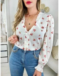 Mon Joli Chemisier Blanc " Flowers & Volants"