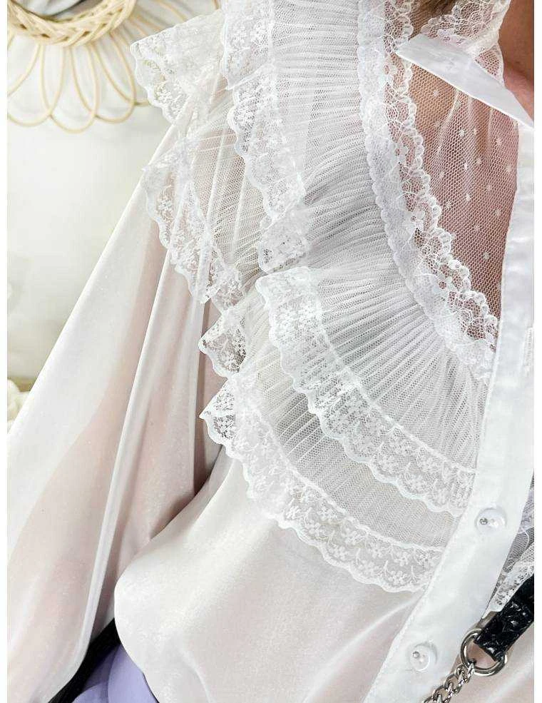 Mon Joli Chemisier Blanc Voilage "dentelle Et Plumetis" 4 Mon Joli Chemisier Blanc Voilage "dentelle Et Plumetis" – Image 2