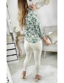 Mon Joli Chemisier Boutonné Vert O "blurred Flowers" -Elegance Douce Boutique mon joli chemisier boutonne vert o blurred flowers 2