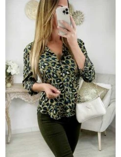 Mon Joli Chemisier Fluide "kaki Léo" -Elegance Douce Boutique mon joli chemisier fluide kaki leo 2