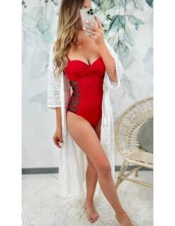 Mon Joli Maillot Une Pièce Rouge Push Up "Tulle Et Lacets"