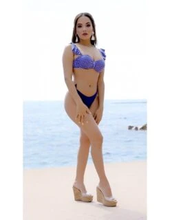 Mon Maillot Bleu Push Up Carreaux Et Volants