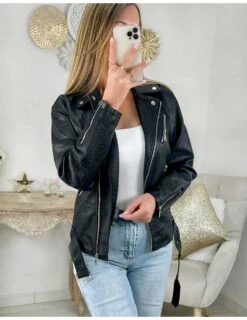 Mon Perfecto Noir Style Cuir " Basic" -Elegance Douce Boutique mon perfecto noir style cuir basic 1