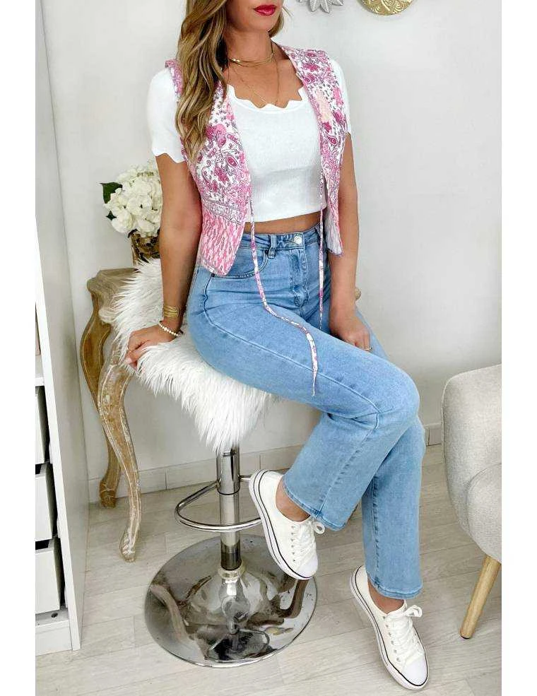 Mon Petit Gilet Sans Manches & Noué "pink Cachemire" 3 Mon Petit Gilet Sans Manches & Noué "pink Cachemire" – Image 2