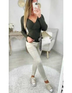 Mon Petit Pull Côtelé & Cache Cœur Kaki