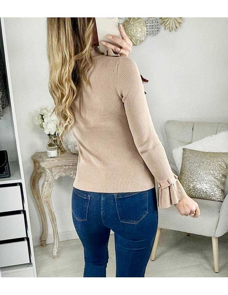 Mon Petit Pull Côtelé Caramel Col Volants 4 Mon Petit Pull Côtelé Caramel Col Volants – Image 2