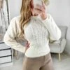 Mon Petit Pull Cream " Ajouré & Torsadé" -Elegance Douce Boutique mon petit pull cream ajoure torsade