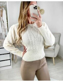 Mon Petit Pull Cream " Ajouré & Torsadé"