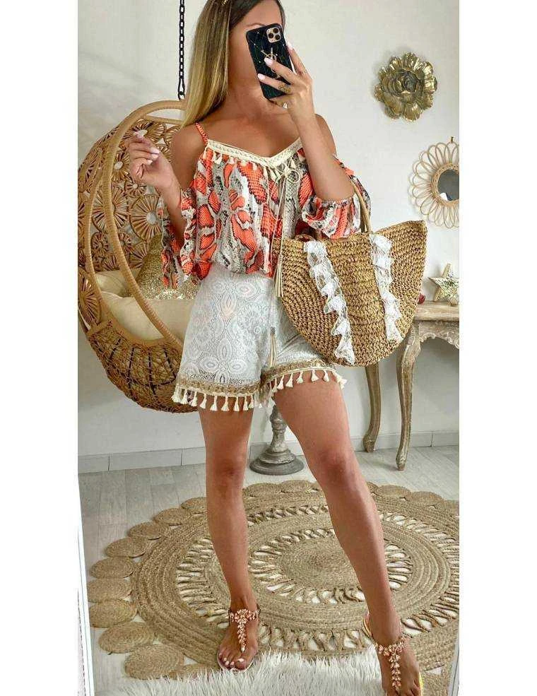 Mon Petit Short Blanc En Dentelle Et Pompons 4 Mon Petit Short Blanc En Dentelle Et Pompons – Image 2