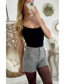 Mon Petit Short Pied De Poule "jolis Boutons" -Elegance Douce Boutique mon petit short pied de poule jolis boutons 1