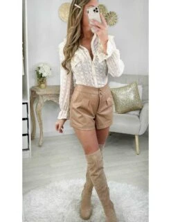 Mon Petit Short Style Cuir Caramel "basic"