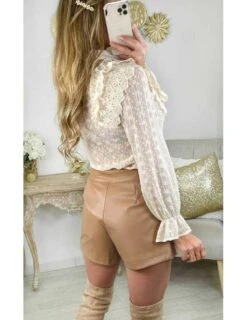 Mon Petit Short Style Cuir Caramel "basic" -Elegance Douce Boutique mon petit short style cuir caramel basic 3