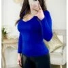 Mon Petit Top Bleu Roi Col V " Basic" -Elegance Douce Boutique mon petit top bleu roi col v basic