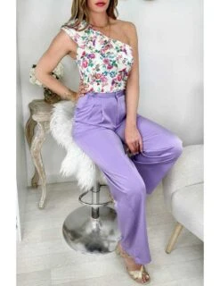 Mon Petit Top Fleuri " One Shoulder & Col Volant"