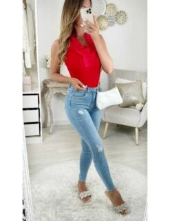 Mon Petit Top Rouge " Col Froufrou"