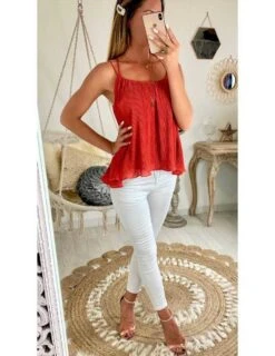 Mon Petit Top Rouille Plissé & Dos Croisé