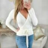 Mon Pull Blanc Côtelé "cache Cœur & Noué" -Elegance Douce Boutique mon pull blanc cotele cache coeur noue
