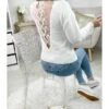 Mon Pull Blanc Tout Doux " Dos Dentelle" -Elegance Douce Boutique mon pull blanc tout doux dos dentelle