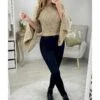 Mon Pull Caramel Scintillant " Manches Ouvertes" -Elegance Douce Boutique mon pull caramel scintillant manches ouvertes