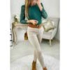 Mon Pull Côtelé Vert émeraude "manches Broderies" -Elegance Douce Boutique mon pull cotele vert emeraude manches broderies
