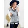 Mon Pull Sans Manches Grey "pied De Poule" -Elegance Douce Boutique mon pull sans manches grey pied de poule