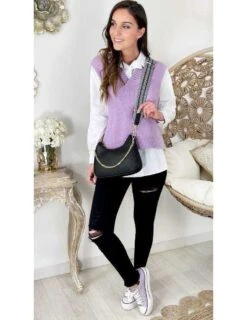 Mon Pull Sans Manches Lila Col V Tout Doux