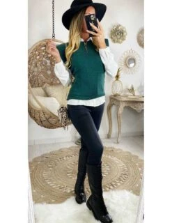 Mon Pull Vert Foncé Sans Manches "épaulé"