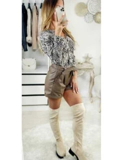 Elegance Douce Boutique 28 Elegance Douce Boutique -Elegance Douce Boutique mon short chocolat style cuir ceinture 1