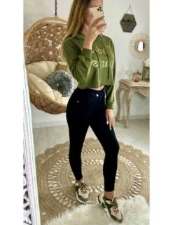 Mon Sweat Kaki Court "j'Adore Paris"