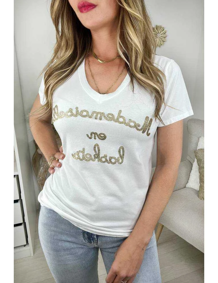 Mon Tee Shirt Blanc " Mademoiselle En Baskets" 4 Mon Tee Shirt Blanc " Mademoiselle En Baskets" – Image 2