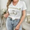 Mon Tee Shirt Blanc " Mademoiselle En Baskets" -Elegance Douce Boutique mon tee shirt blanc mademoiselle en baskets