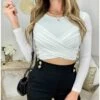 Mon Top Blanc Style Lycra "buste Croisé Et Boutons Dorés" -Elegance Douce Boutique mon top blanc style lycra buste croise et boutons dores