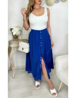 Mon Top Côtelé Et Festonné " Silver"