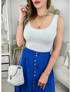 Mon Top Côtelé Et Festonné " Silver" -Elegance Douce Boutique mon top cotele et festonne silver 3