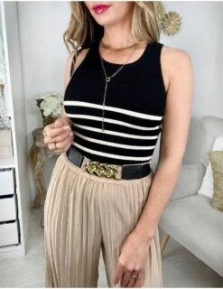 Mon Top Côtelé " Style Marinière" -Elegance Douce Boutique mon top cotele style mariniere 3