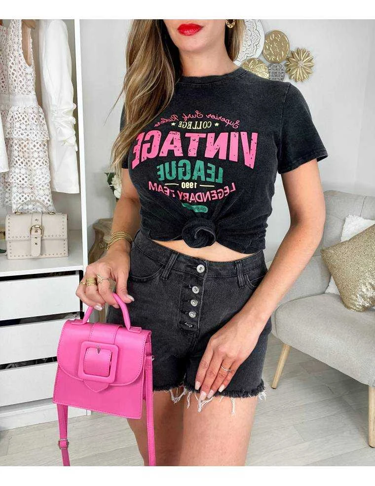 Short Noir Taille Haute Destroy 4 Short Noir Taille Haute Destroy – Image 2