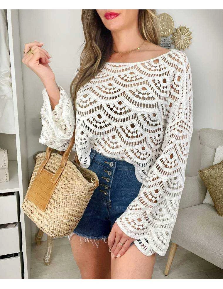 Top Blanc "style Crochet" 4 Top Blanc "style Crochet" – Image 2