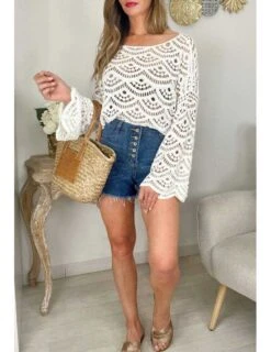 Top Blanc "style Crochet"