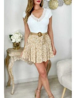 Top Côtelé Blanc " V De Dentelle" -Elegance Douce Boutique top cotele blanc v de dentelle 2