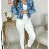 Veste En Jeans Taille élastique -Elegance Douce Boutique veste en jeans taille elastique