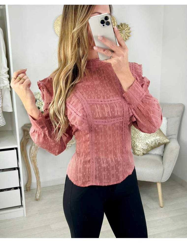 Elegance Douce Boutique 18 Elegance Douce Boutique -Elegance Douce Boutique ma blouse old pink liseres gold jolis volants